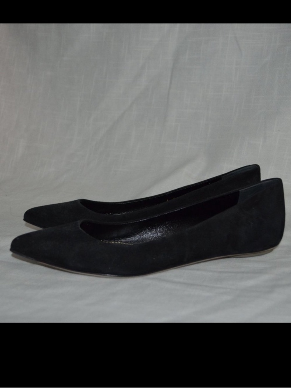 New $635 Sz 37.5 7 Sergio Rossi Black Suede Pointed Toe Ballet Flats
